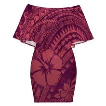 Load image into Gallery viewer, Hibiscus Off Shoulder Ruffle Short Dress
