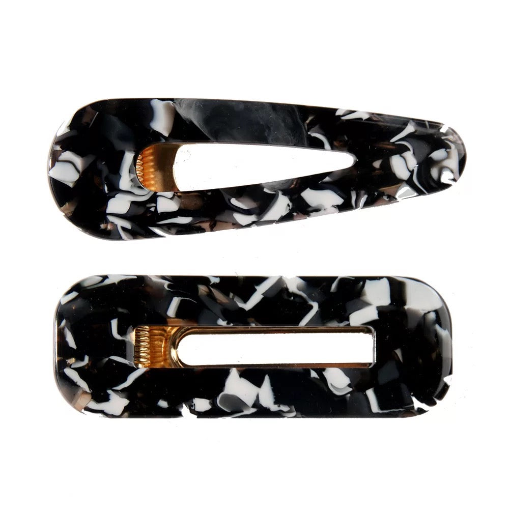 Black Marble Hair clips